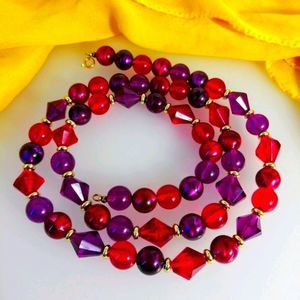 Vintage Fuschia & Purple Lucite Bead Necklace
